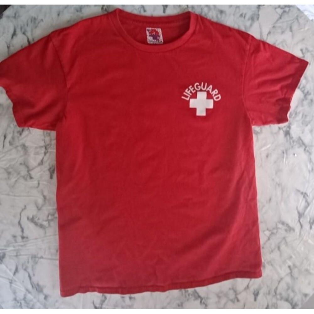 Life Guard Red T-shirt Small Unisex Logo Workwear Spellout Beach‎ Outdoors Pool